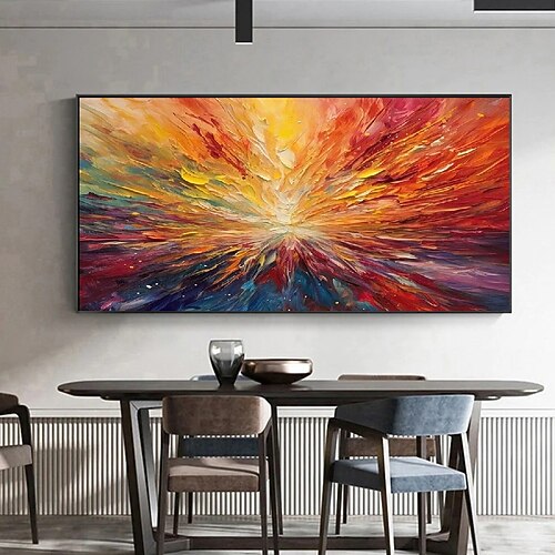 Handgemaltes 3D-Ölgemälde: Lebendige, abstrakte und dynamische Landschaft mit leuchtenden Farben, satten Farbtönen und pastoser, kühner Pinselstrichtechnik – ein einzigartiges, auffälliges Wandbild Image