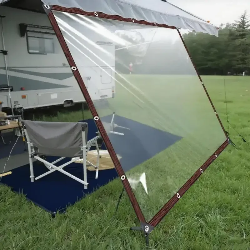 Verdicktes, transparentes, wasserdichtes PVC-Tuch, langlebiges, staub- und winddichtes Garten-Sonnenschutz-Überdachungstuch mit Löchern Image