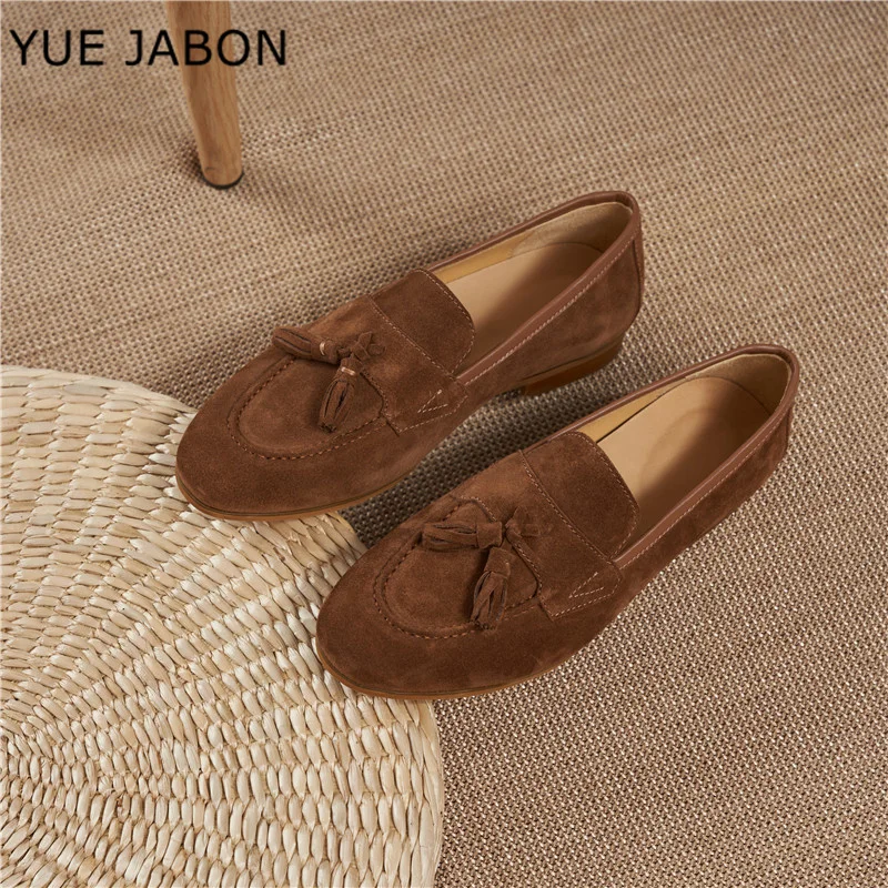 Neue Braun Männer Quasten Faulenzer Spaziergang Kuh Wildleder Mokassins Wohnungen Casual Fahren Schuhe für Männer Echtes Leder Designer Männliche Schuhe