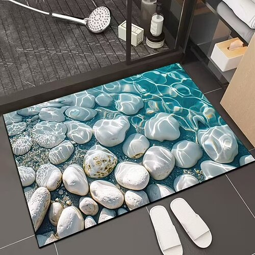 3D-Optische Illusion Fußmatte Visuelle Falle Fußmatte Rutschfest Wasserabsorbierend für Badezimmer Dusche Eingangsbereich Innen Außen Diatomaceous Earth Schnell trocknend Absorbierend 20 x 31 Zoll Image