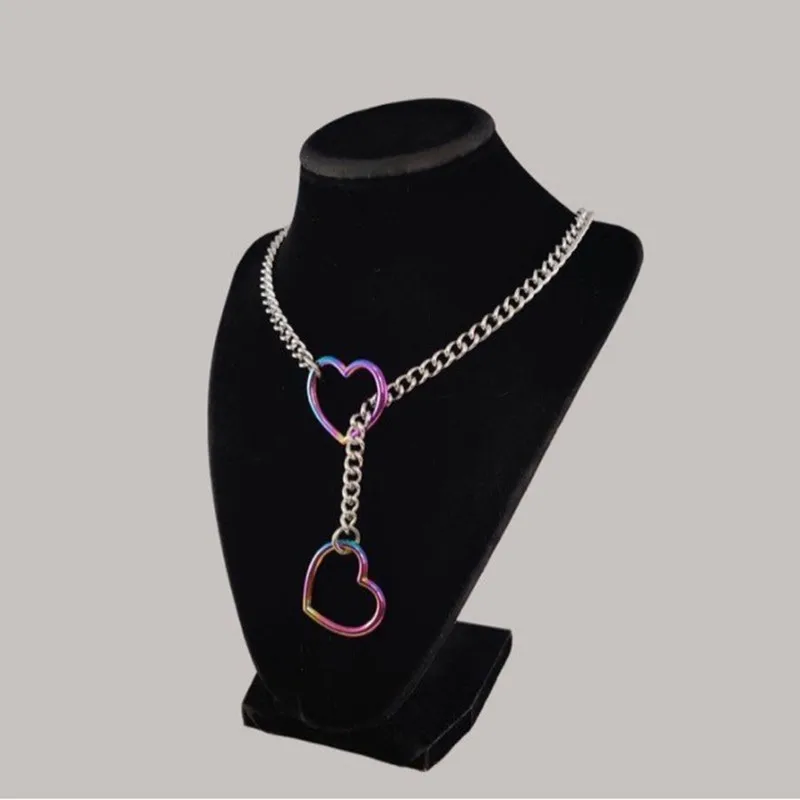 Rollenspiel O-Ring Slip Chain für Frauen Punk Rock Halskette Edelstahl kubanische lange Halskette trendige einfache verstellbare Y-Halskette Image