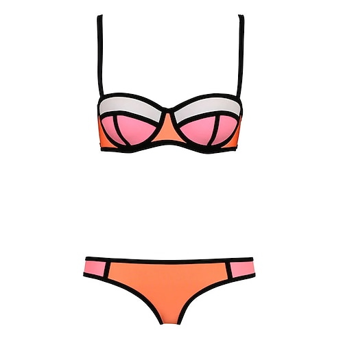 Damen Bikini-Sets Badeanzug Bademode Einfarbig Badeanzug Hellrosa Rosa Atmungsaktiv Ärmellos - Surfen Strand Schwimmen Sommer Image