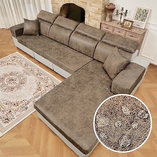 wasserdichter, matter Sofabezug aus PU-Kunstleder, dehnbar, vollständig abdeckend, strapazierfähiger elastischer Couchschutz für Wohnzimmermöbel