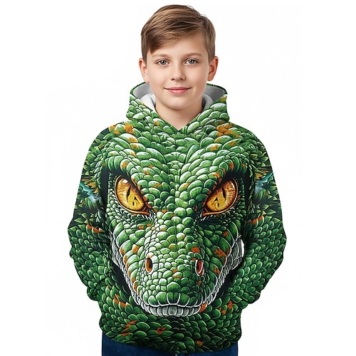 Jungen 3D Grafik Tiermotiv Dinosaurier Kapuzensweatshirt Pullover Langarm 3D-Druck Frühling Herbst Sport Mode Streetwear Kinder 4-12 Jahre Mit Kapuze Outdoor Lässig Täglich Normale Passform Image