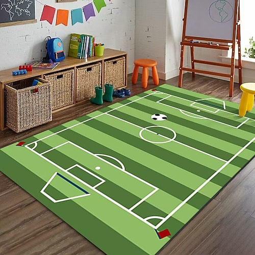 Fußball- und Basketballteppich, großflächig, ideal als Wohnzimmer- oder Sofamatte, dekorativ, rutschfest und strapazierfähig. Image