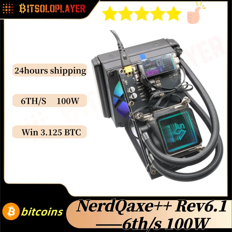Neue verbesserte Version NerdQaxe++ Hydro Rev 6.1 6TH/s 100W BTC-Mining-Maschine BM1370 Chip Sha-256 Algorithmus und Netzteil Image