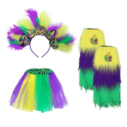 Karnevalskostüm Karneval Maske Mehre Accessoires Federkopfschmuck Cosplay Pailletten Erwachsene Damen Karneval Fetter Dienstag Karnevalsparade Leistung Party Einfaches Karnevalskostüm Verkleiden Image