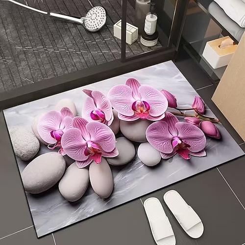 3D-Optische Illusion Fußmatte Visuelle Falle Fußmatte Rutschfest Wasserabsorbierend für Badezimmer Dusche Eingangsbereich Innen Außen Diatomaceous Earth Schnell trocknend Absorbierend 20 x 31 Zoll Image