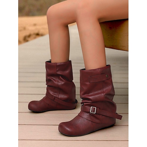 Mittelalterlich inspirierte braune Stiefeletten aus Kunstleder für Damen – Schnallendesign, bequemer Keilabsatz, trendige Freizeitschuhe für Retro-Partys, Herbst und Winter Image