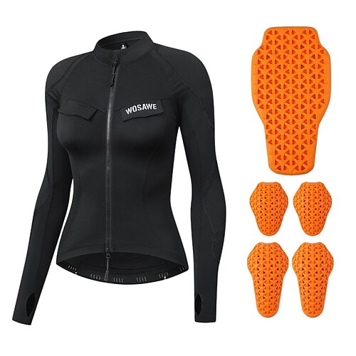 Damen Fahrradjacke Downhill-Trikot Langarm Mountainbike MTB Straßenradsport Winter Herbst Schwarz / Orange Orange weiß Einfarbig Fahhrad Warm YKK Reißverschluss Elastisch Wintersport Bequem Sport Image