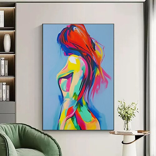 Handgemaltes Ölgemälde auf Leinwand, moderne Aktmalerei, Schattenspiel des menschlichen Körpers, gerolltes Gemälde, Wanddekoration, moderne weibliche Aktmalerei, gerolltes Gemälde Image