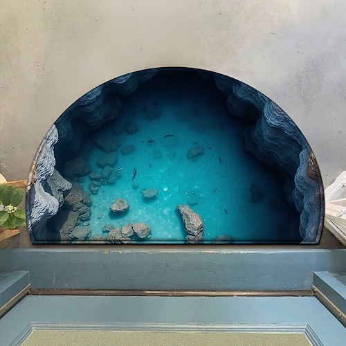 Landschaftsdesign Fußmatte visuelle Falle Bodenmatte rutschfest für Türbereich Eingangsbereich Badezimmer Flur drinnen draußen Diatomit schnell trocknend absorbierend Image