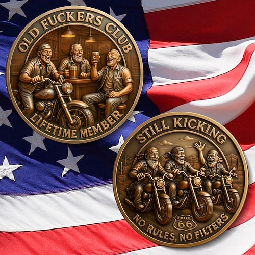 Club der alten Säcke – Münze für lebenslanges Mitglied – lustige Sammlermünze, Scherzgeschenk für Männer Souvenir mit Retro-Humor für Frauen, Gastgeschenk, originelle Metallmünze, einzigartiges Image