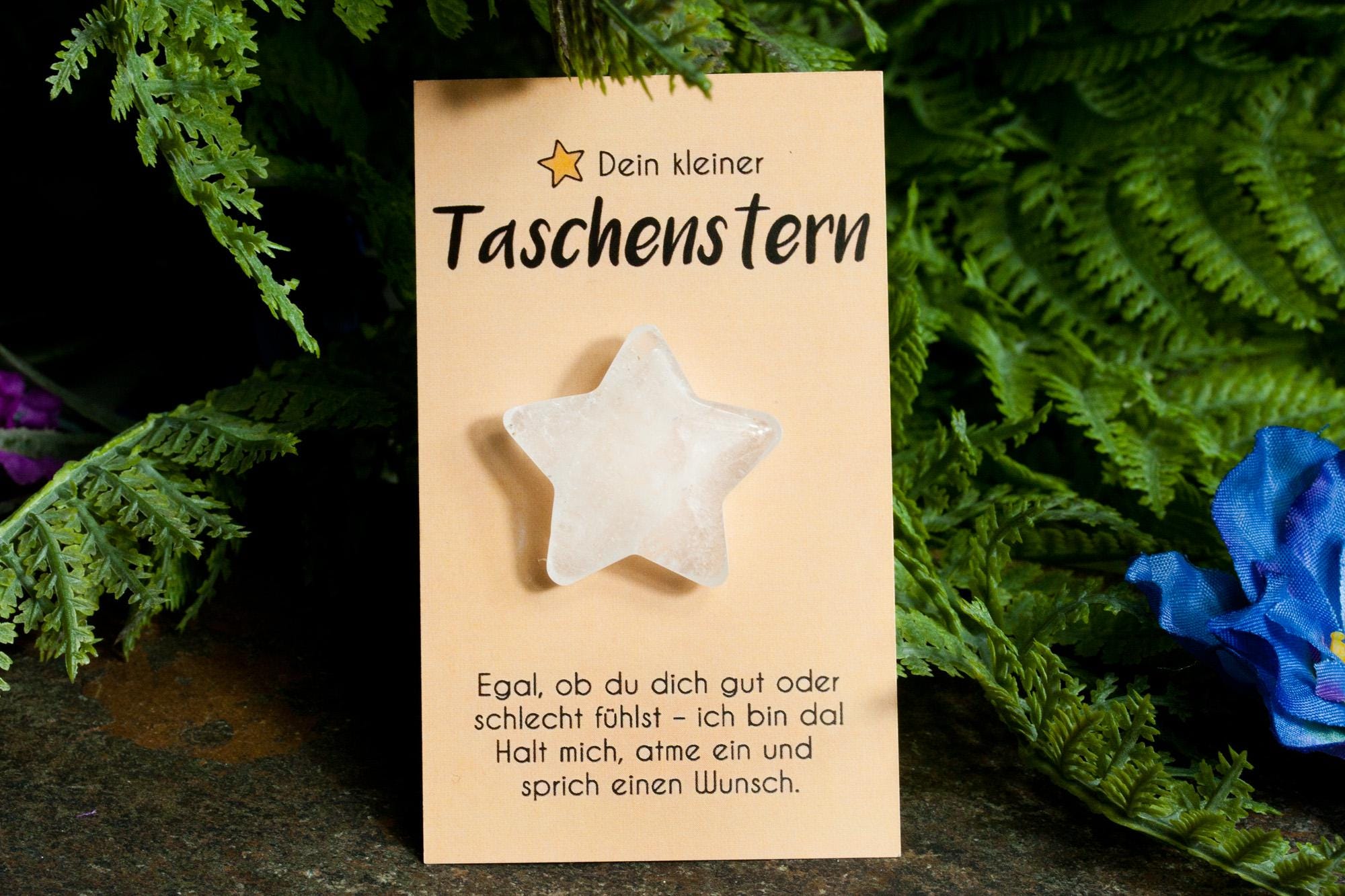 Stella di cristallo di rocca | Portafortuna in cristallo di rocca | Stella portafortuna in cristallo di rocca | Stella tascabile in cristallo di rocca