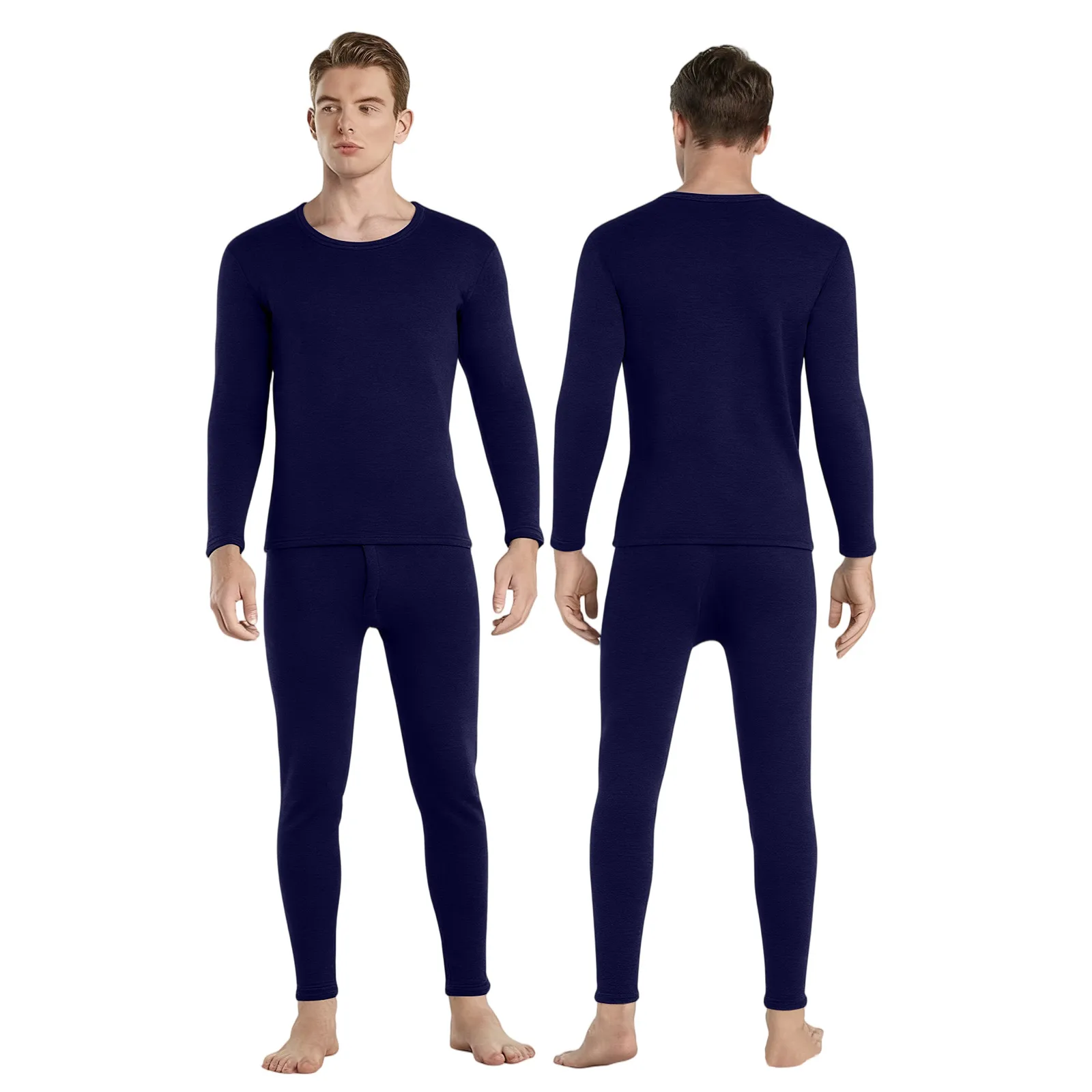 Ensemble de chaleur pour hommes épais et velours col rond vêtements froids ensemble de pantalons ensemble de vêtements thermiques ensemble de sous-vêtements de ski sous-vêtements de sport