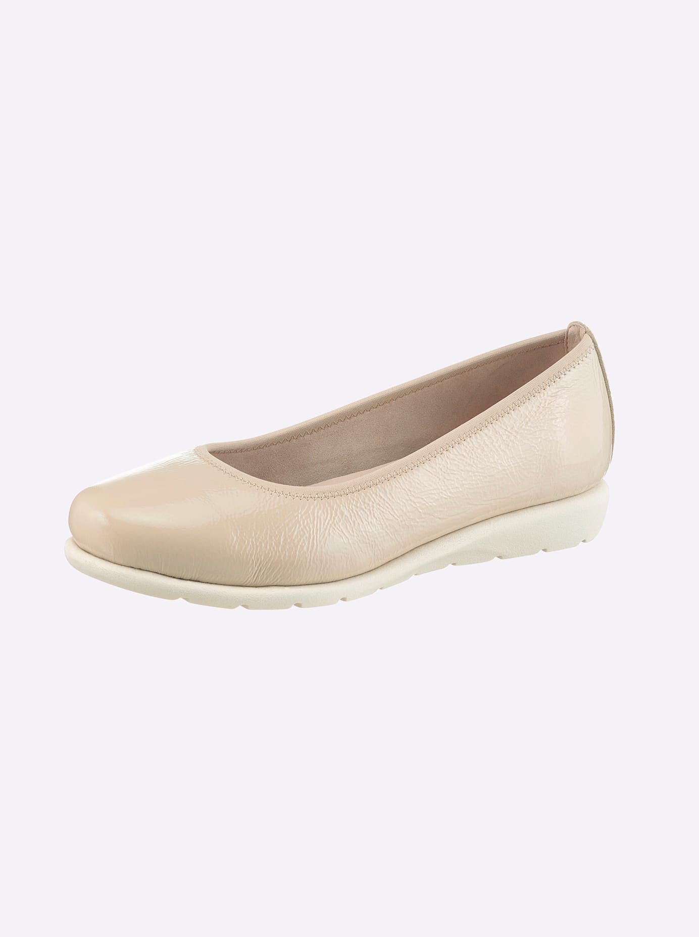 Ballerina CLASSIC BASICS, Damen, Gr. 39, beige, Lackleder, Leder, Basic, Schuhe Ballerina