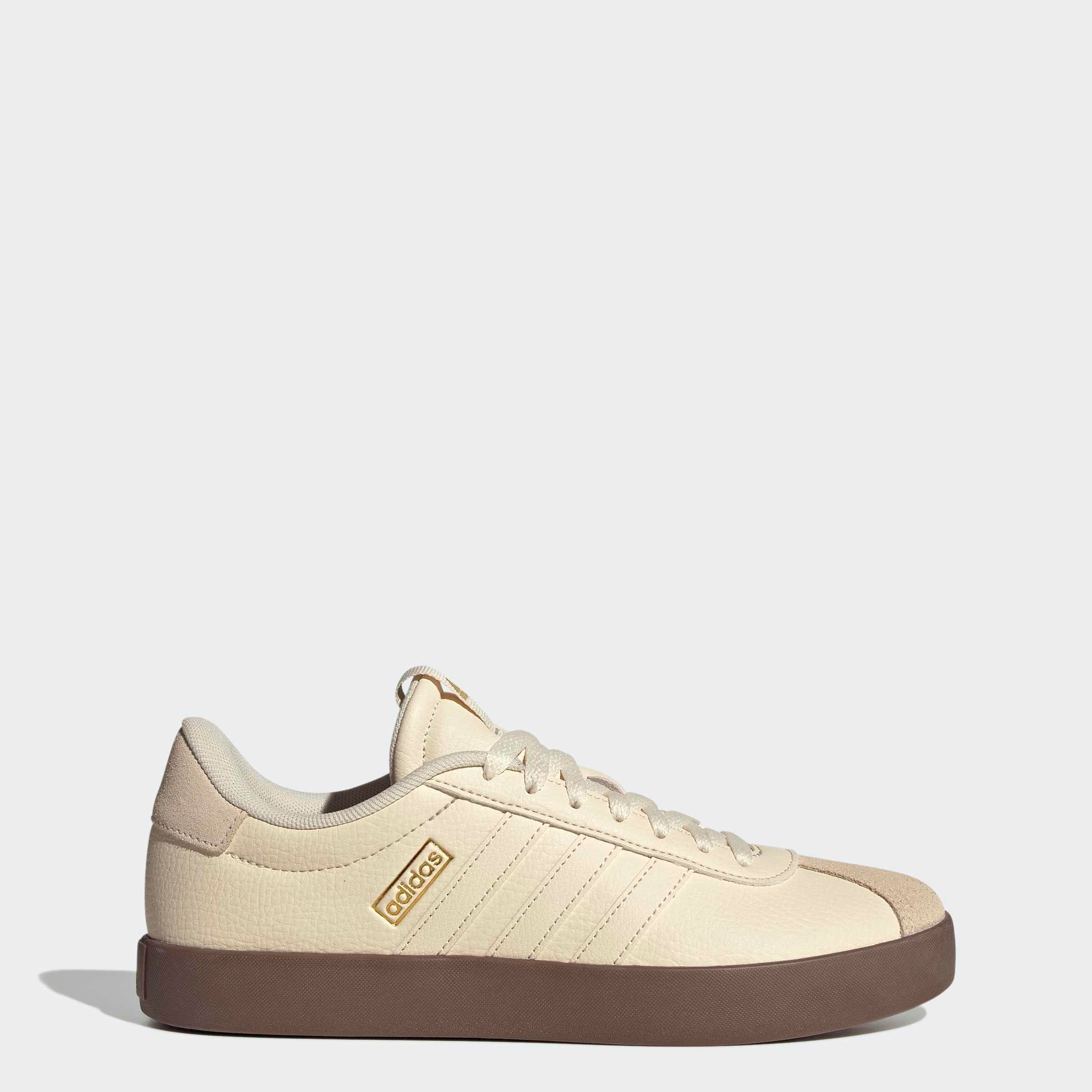 Sneaker ADIDAS SPORTSWEAR "VL COURT 3.0", Damen, Gr. 43, wonder weiß, wonder weiß, gold metallic, Leder, Synthetik, Schuhe Sneaker