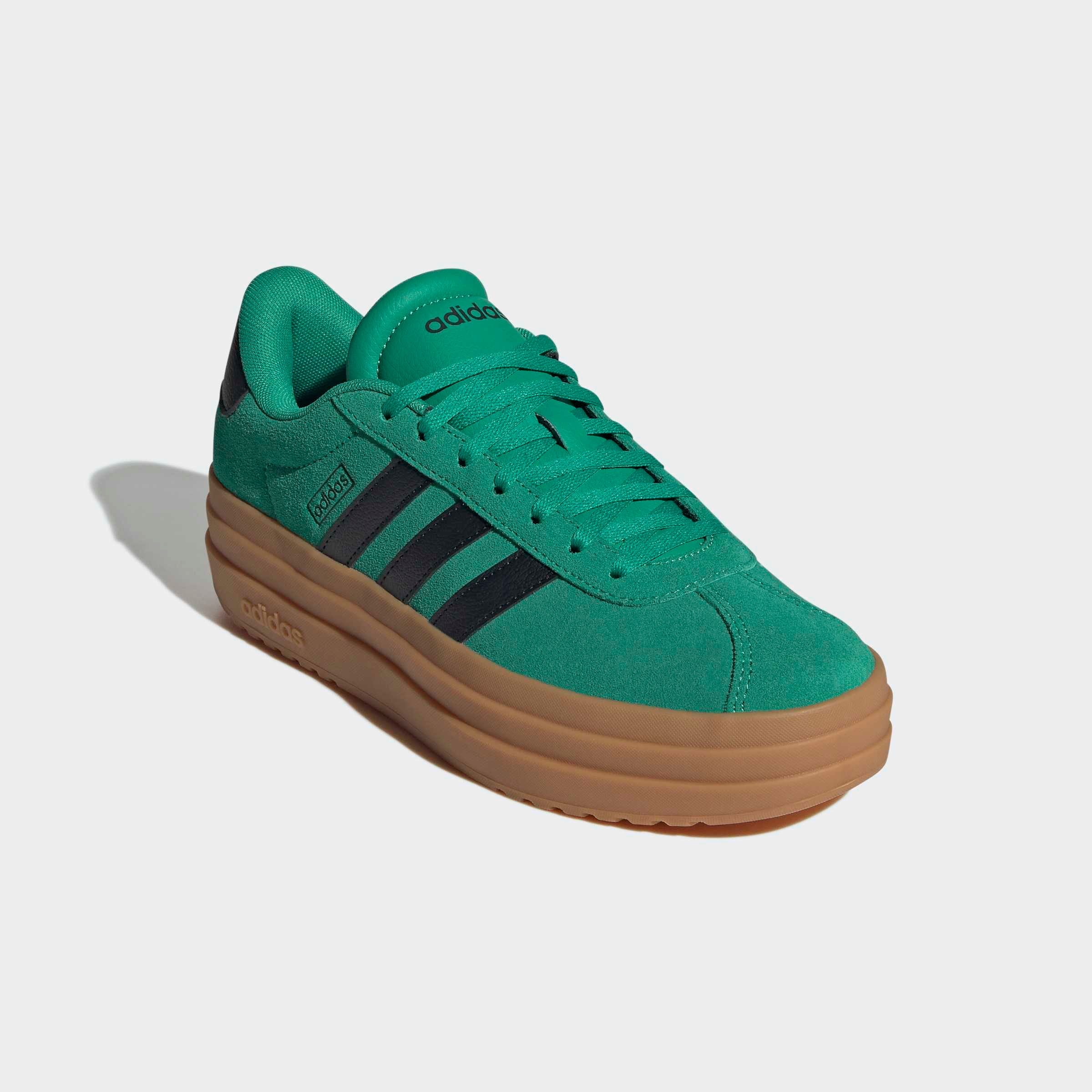 Plateausneaker ADIDAS SPORTSWEAR "VL COURT BOLD", Damen, Gr. 38, court grün, core schwarz, gum10, Leder, Synthetik, Schuhe Plateausneaker