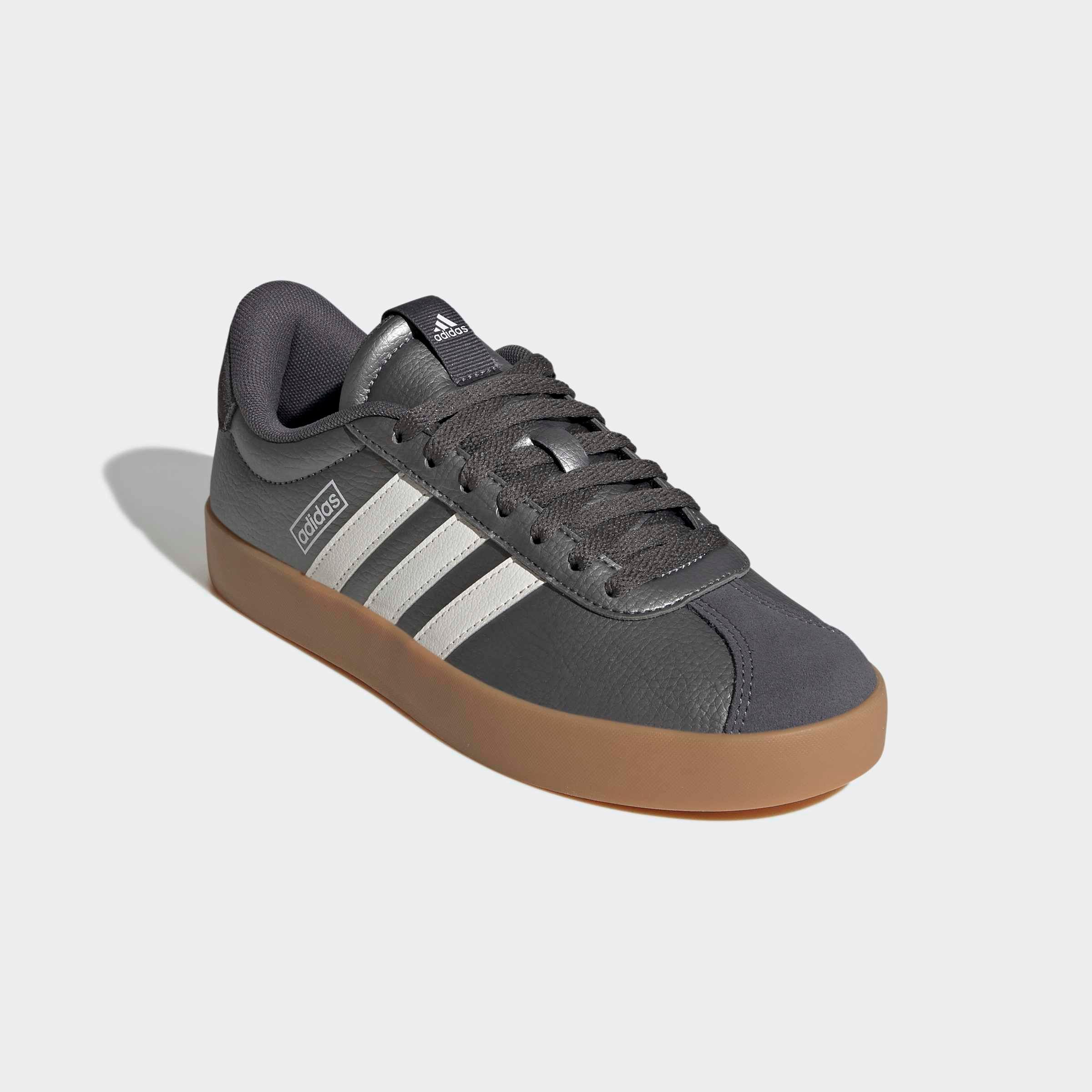 Sneaker ADIDAS SPORTSWEAR "VL COURT 3.0", Damen, Gr. 39, iron metallic, core weiß, grau five, Leder, Synthetik, Schuhe Sneaker