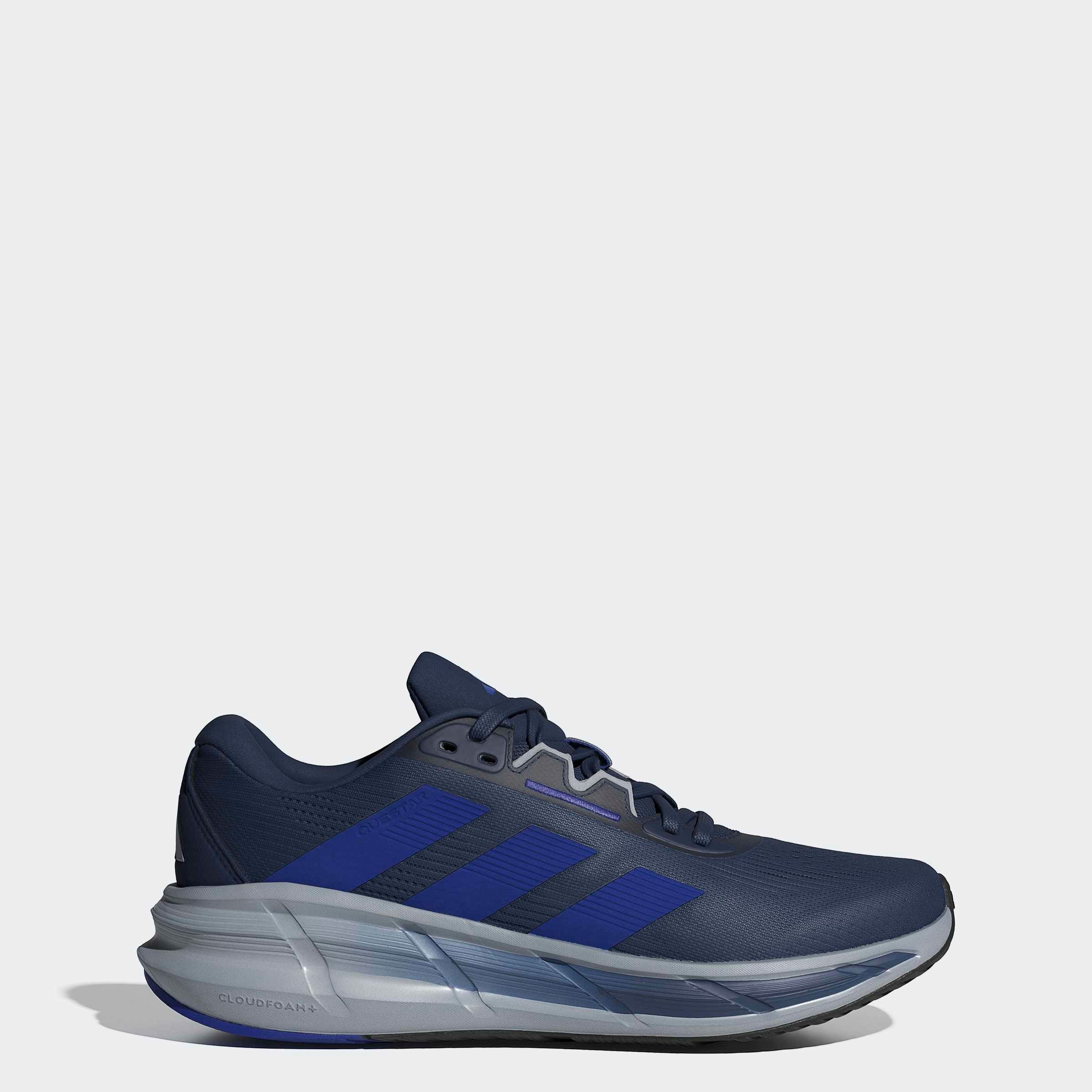Laufschuh ADIDAS PERFORMANCE "QUESTAR 3", Damen, Gr. 45, tech indigo, lucid blau, halo silber, Synthetik, Textil, Schuhe Laufschuh