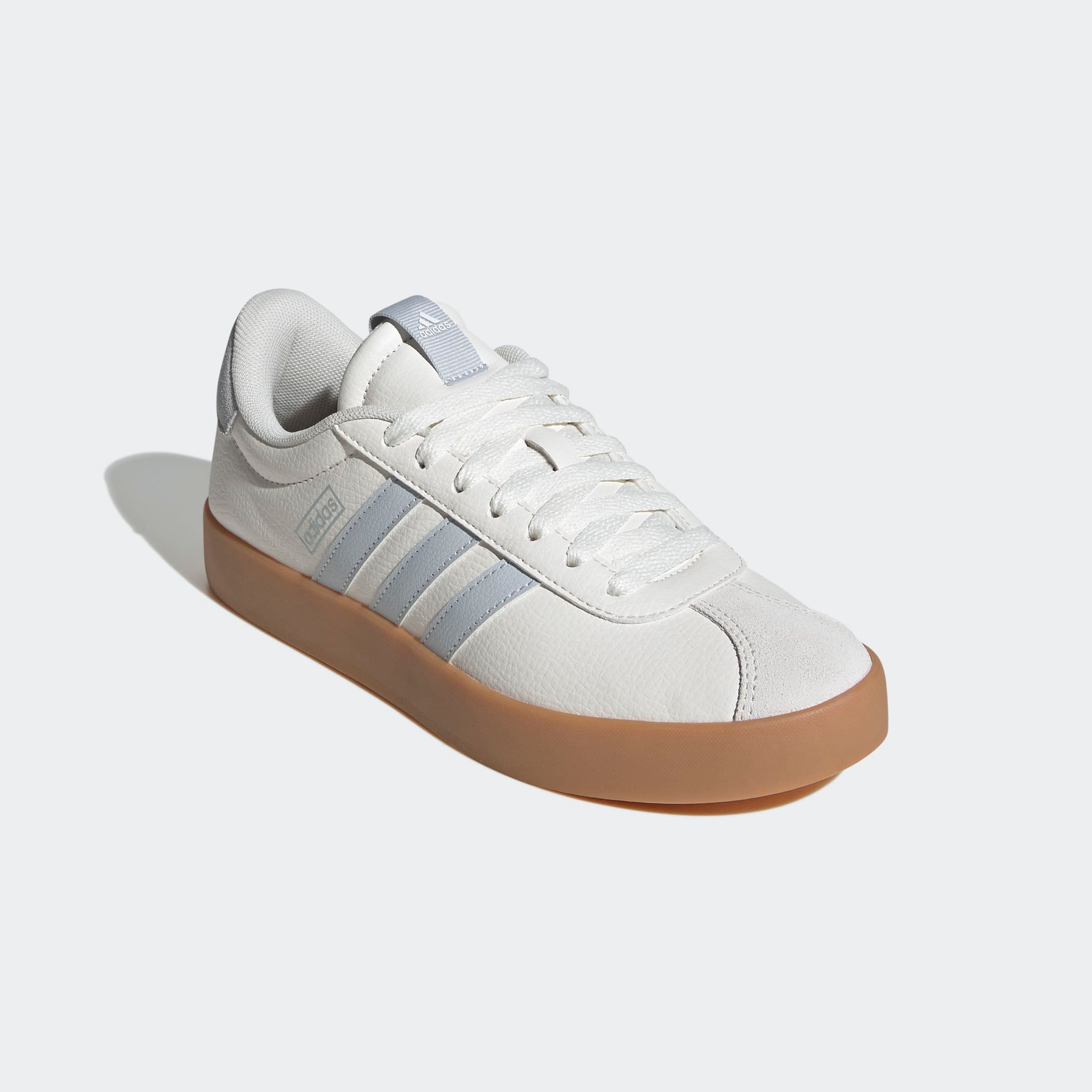 Sneaker ADIDAS SPORTSWEAR "VL COURT 3.0", Damen, Gr. 39, core weiß, halo blau, gum 3, Leder, Synthetik, Schuhe Sneaker