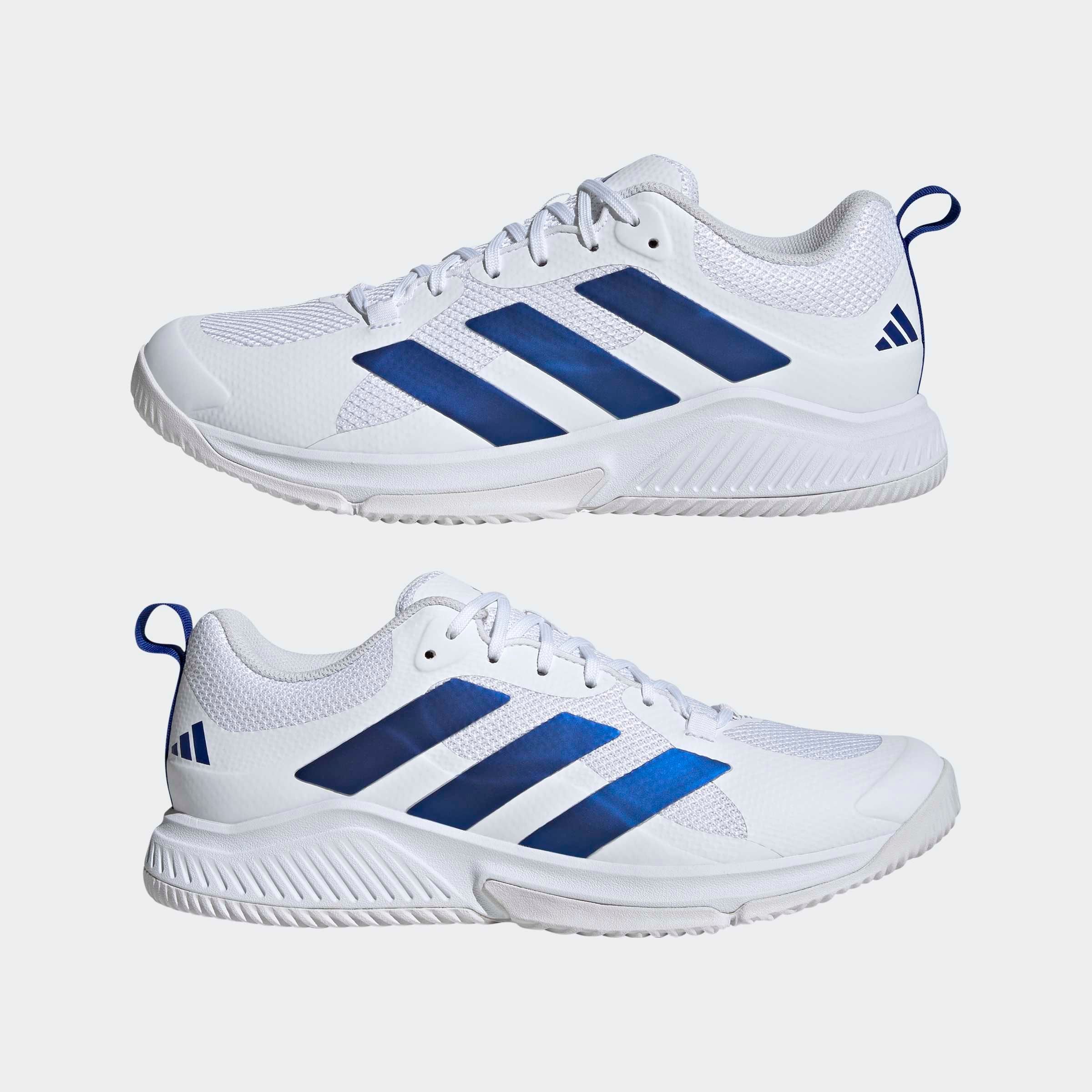 Hallenschuh ADIDAS PERFORMANCE "COURT TEAM BOUNCE 2.0", Herren, Gr. 47, cloud weiß, royal blau, cloud weiß, Synthetik, Textil, Schuhe Hallenschuh