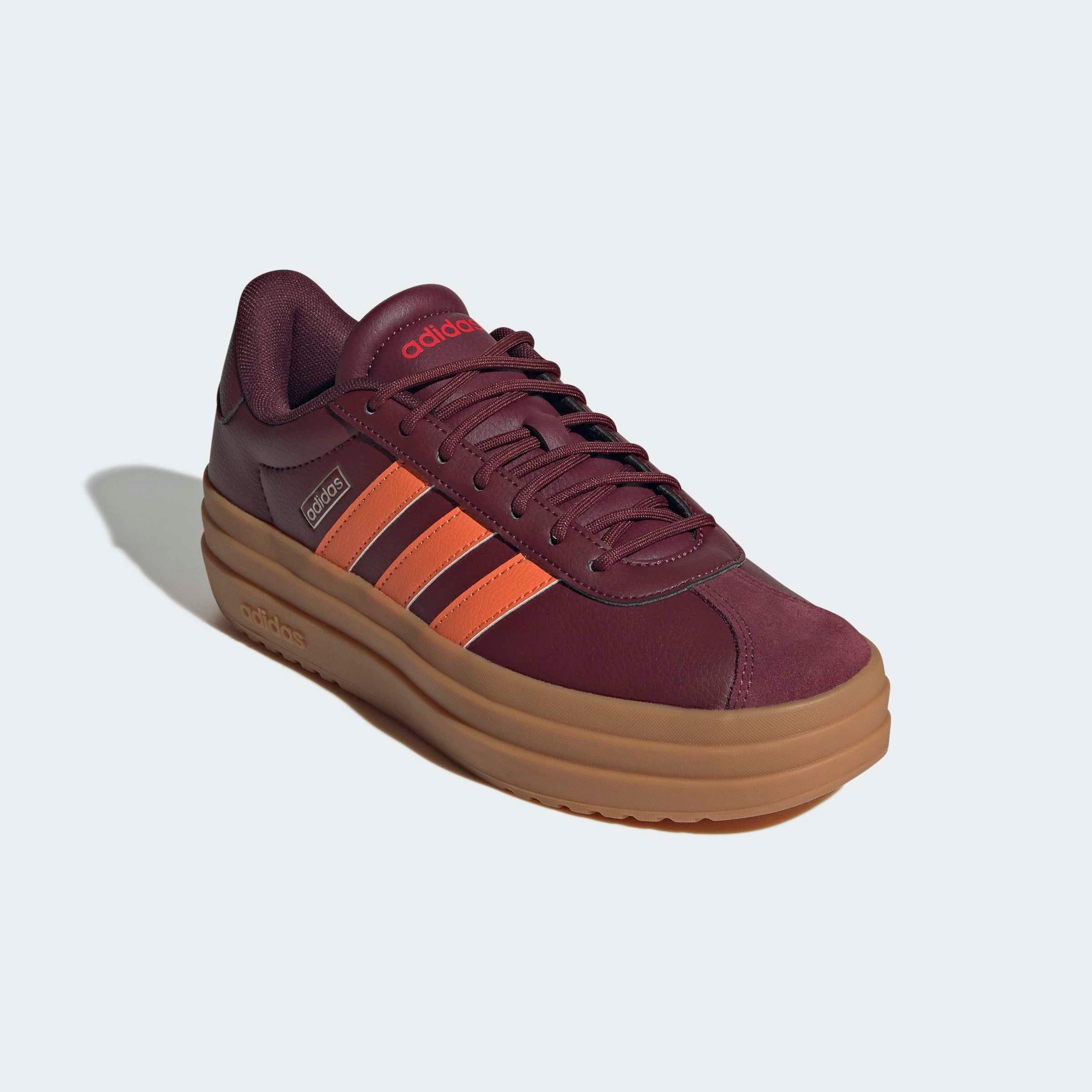 Plateausneaker ADIDAS SPORTSWEAR "VL COURT BOLD", Damen, Gr. 42,5, maroon, dusky orange, pure ruby, Leder, Synthetik, Schuhe Plateausneaker