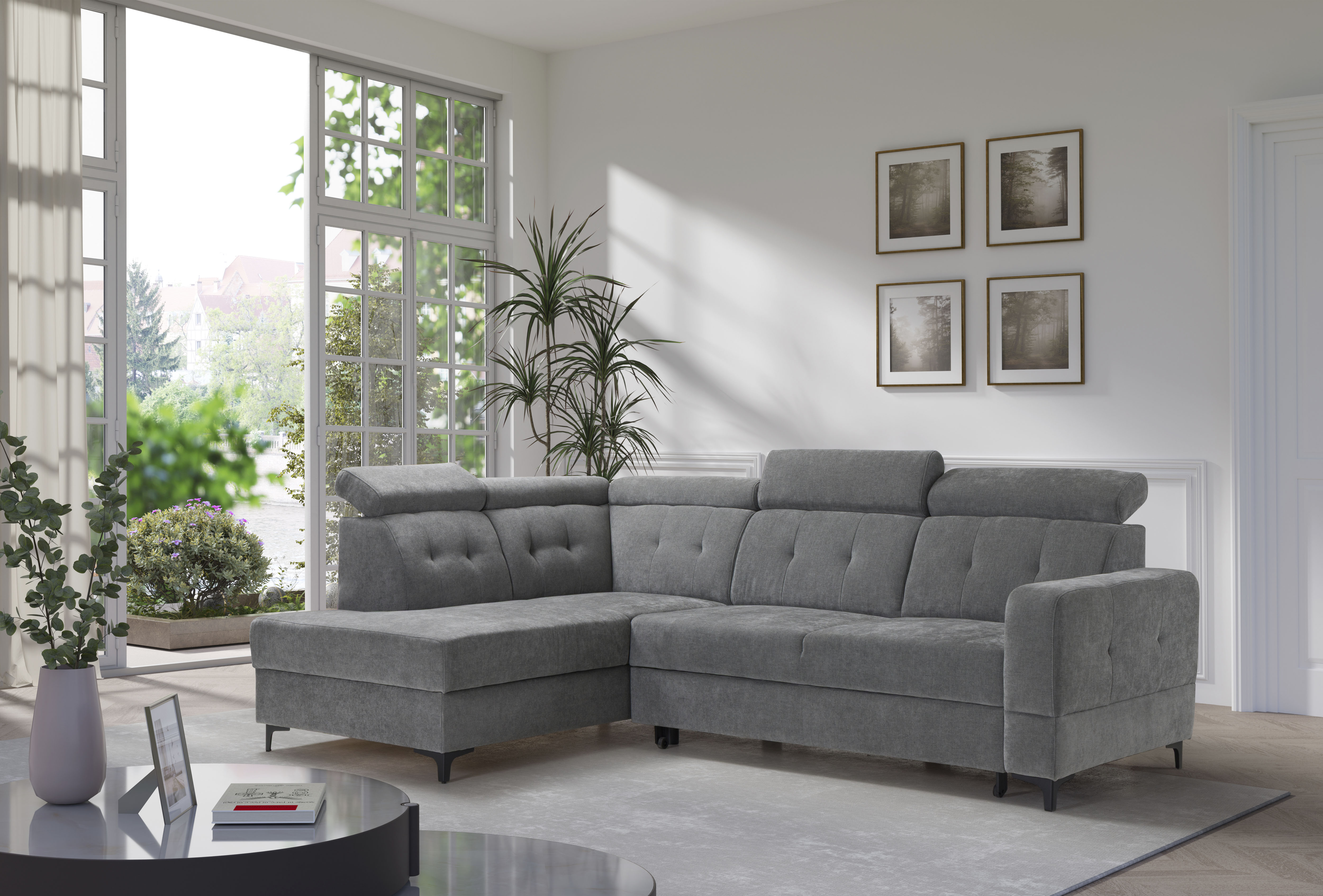 Ecksofa EXXPO - SOFA FASHION "Monte, Kopfteile verstellbar, optional mit Bettfunktion & Bettkasten", anthrazit, B:254cm H:100cm T:182cm, Sofas, Ecksofa, L- Form, mit Kopfteilverstellung, optional Bettfunktion und Bettkasten