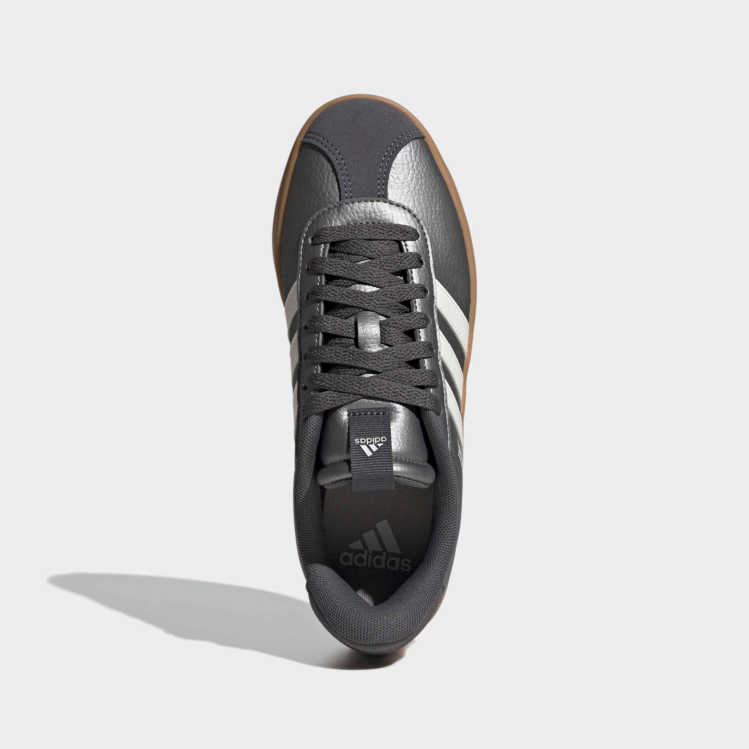 Sneaker ADIDAS SPORTSWEAR "VL COURT 3.0", Damen, Gr. 42, iron metallic, core weiß, grau five, Leder, Synthetik, Schuhe Sneaker