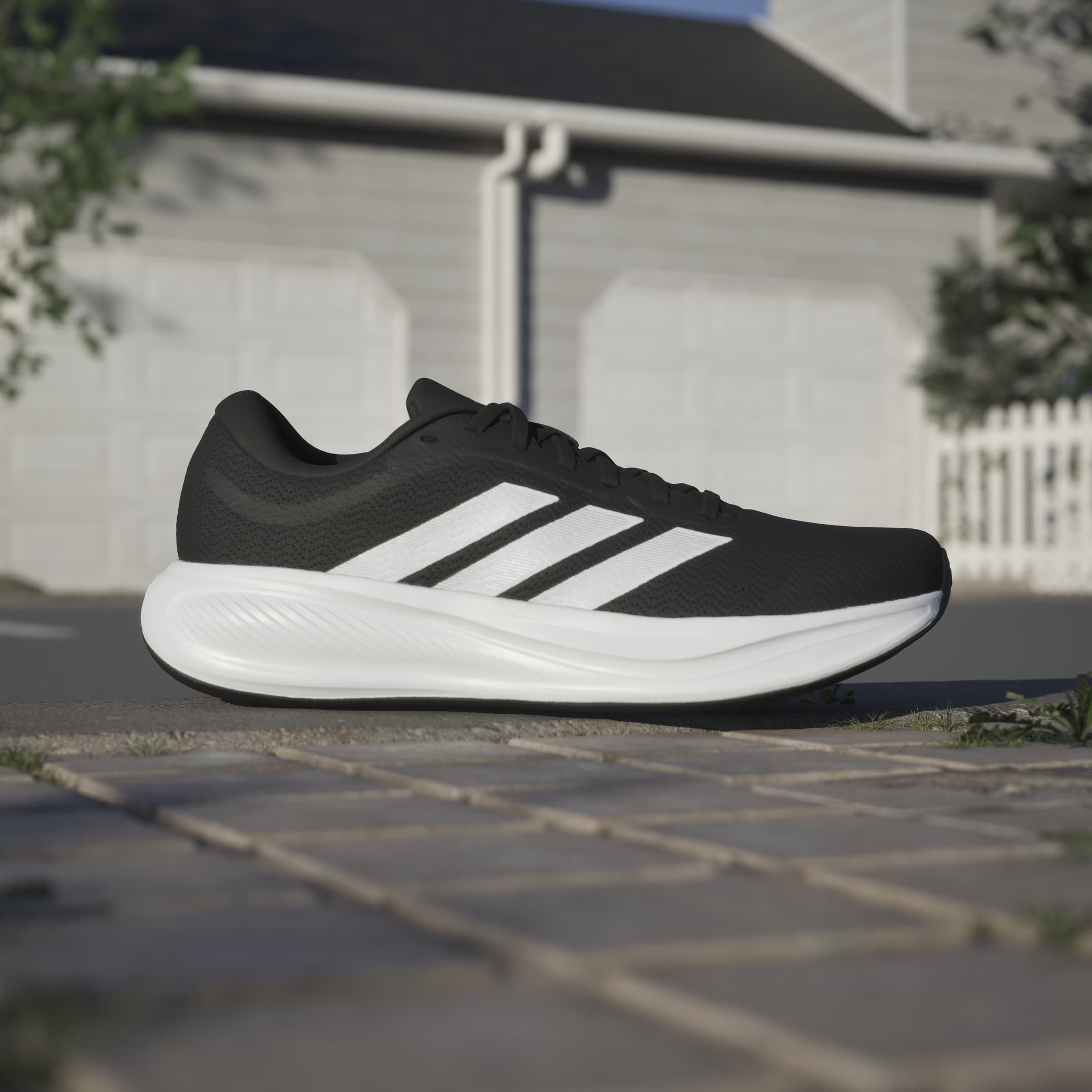 Laufschuh ADIDAS PERFORMANCE "RESPONSE RUNNER 2", Damen, Gr. 41, core schwarz, cloud weiß, matte silber, Synthetik, Textil, Schuhe Laufschuh