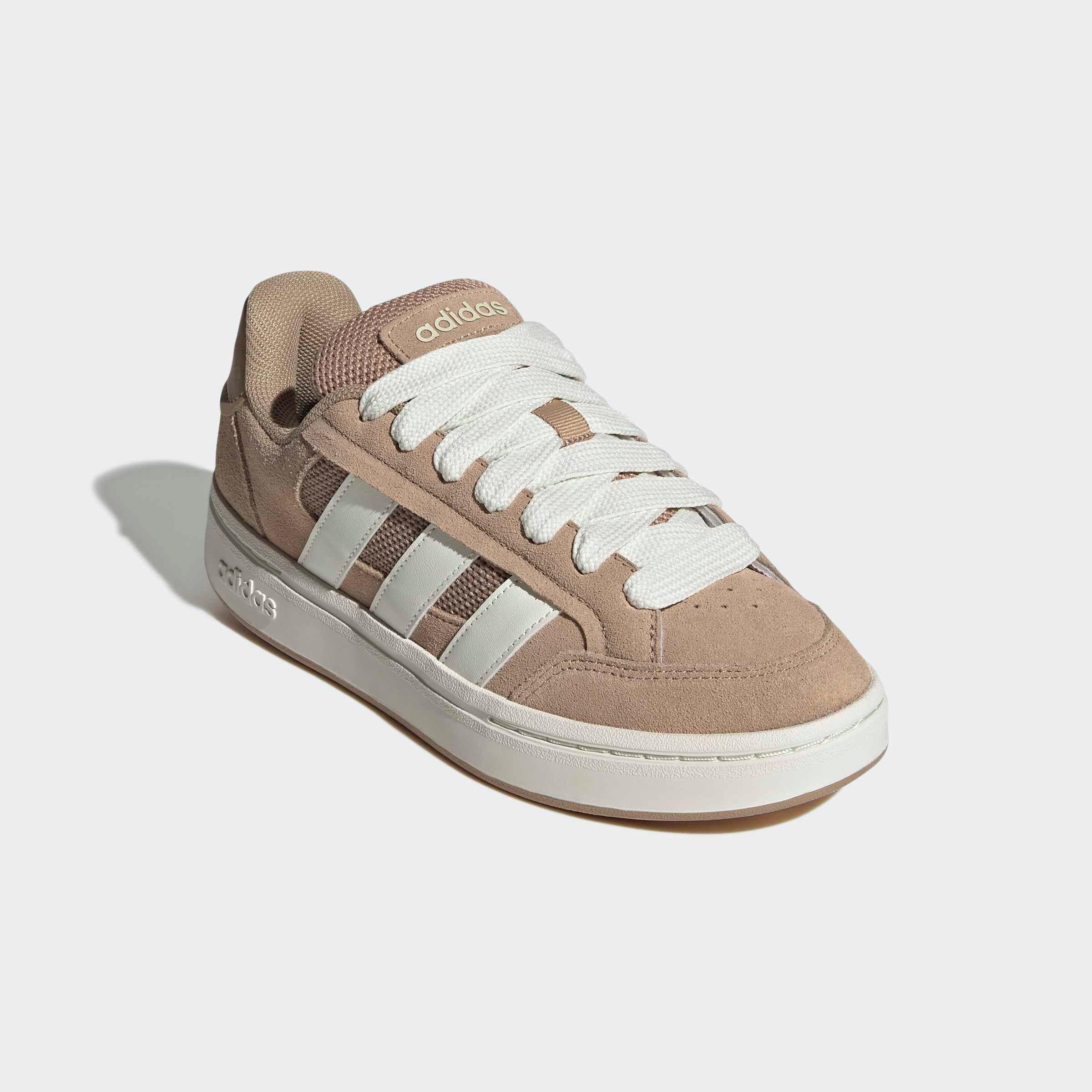 Sneaker ADIDAS SPORTSWEAR "GRAND COURT ALPHA", Damen, Gr. 38, warm sandstone, sanftes weiß, cardboard, Leder, Synthetik, Schuhe Sneaker