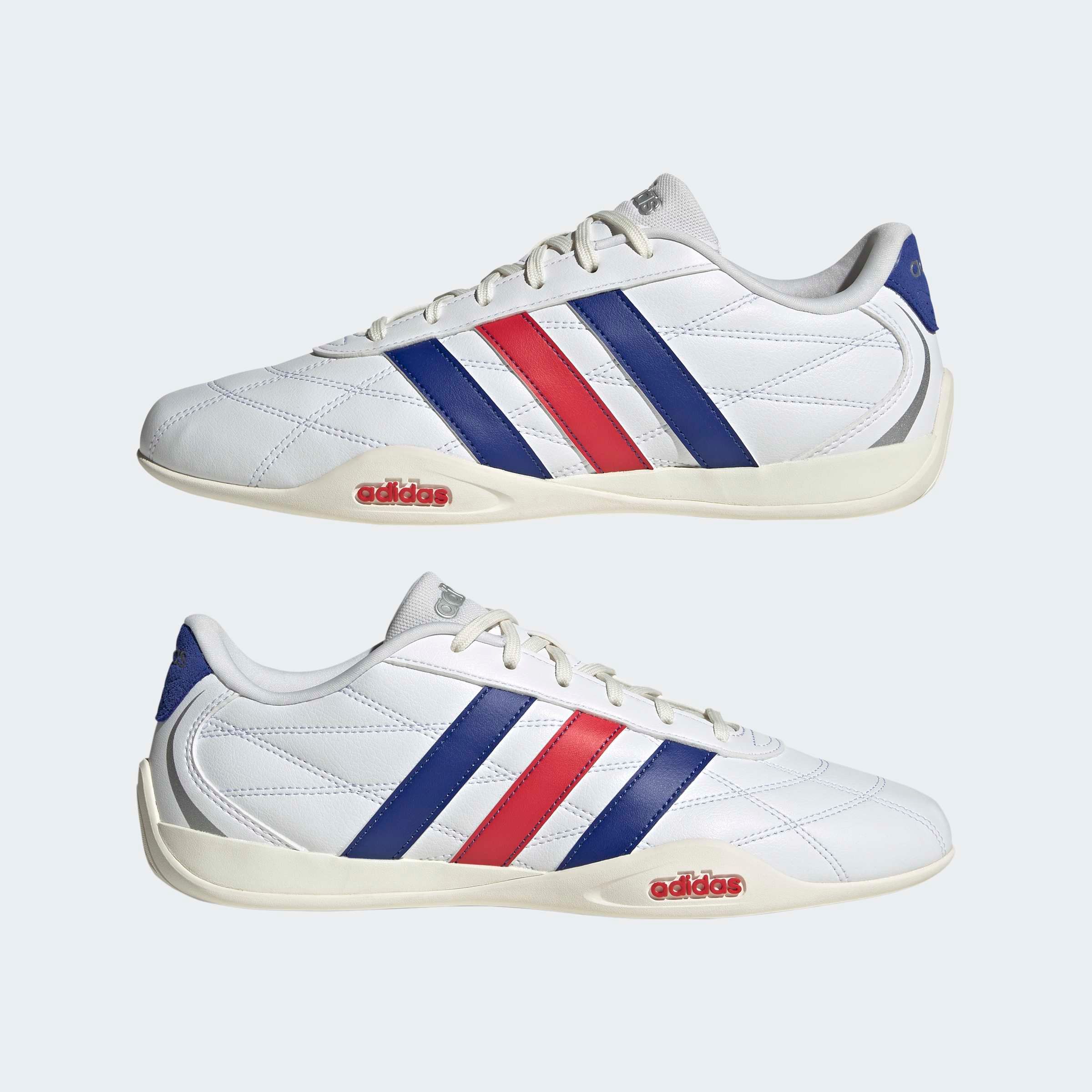 Sneaker ADIDAS SPORTSWEAR "GROUNDPULSE", Herren, Gr. 46, cloud weiß, semi lucid blau, pure ruby, Leder, Synthetik, Schuhe Sneaker
