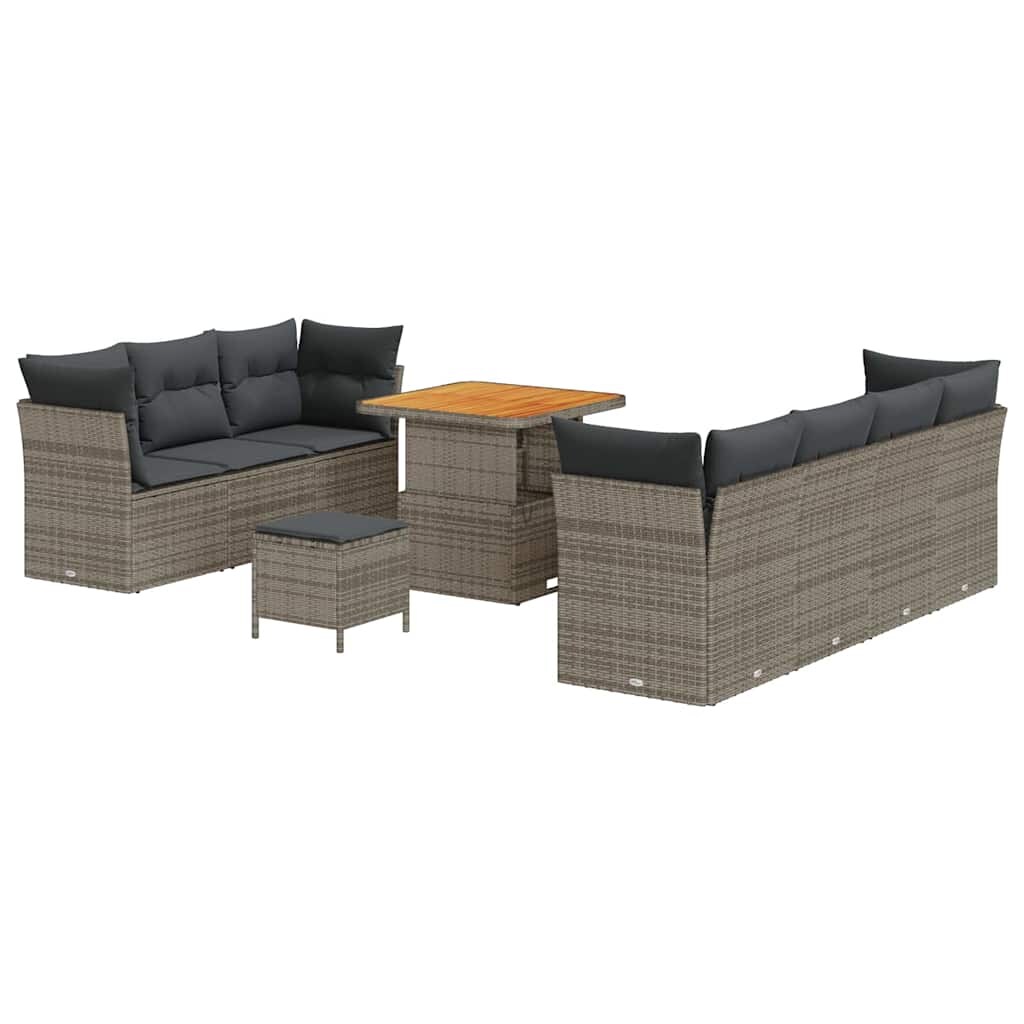 vidaXL Garten-Sofa-Set mit Kissen mit Speicher 10 pcs Grau Image
