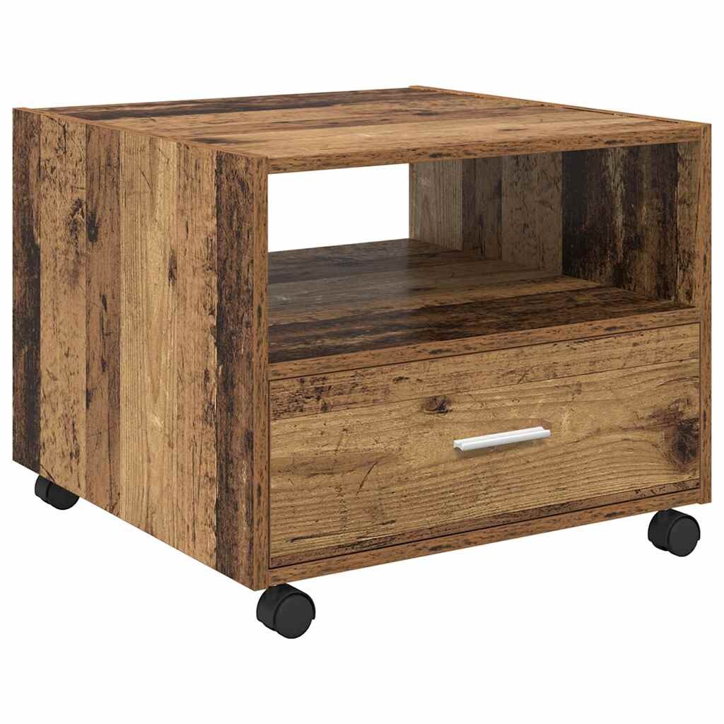 vidaXL Couchtisch mit Schubladen Altholz 55 x 55 x 45 cm Holzwerkstoff Image