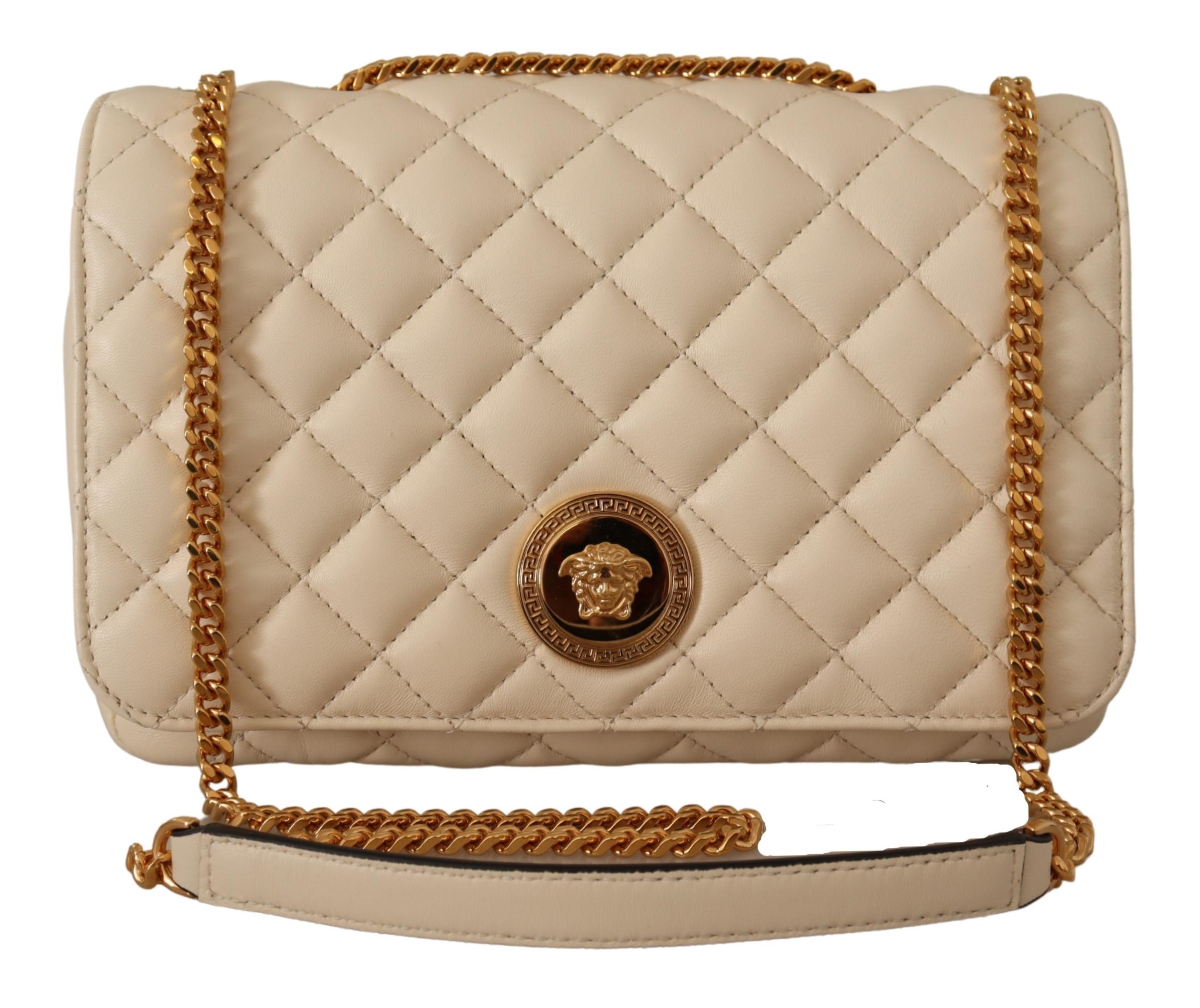 Versace White Nappa Leather Medusa épaule pour femmes Image