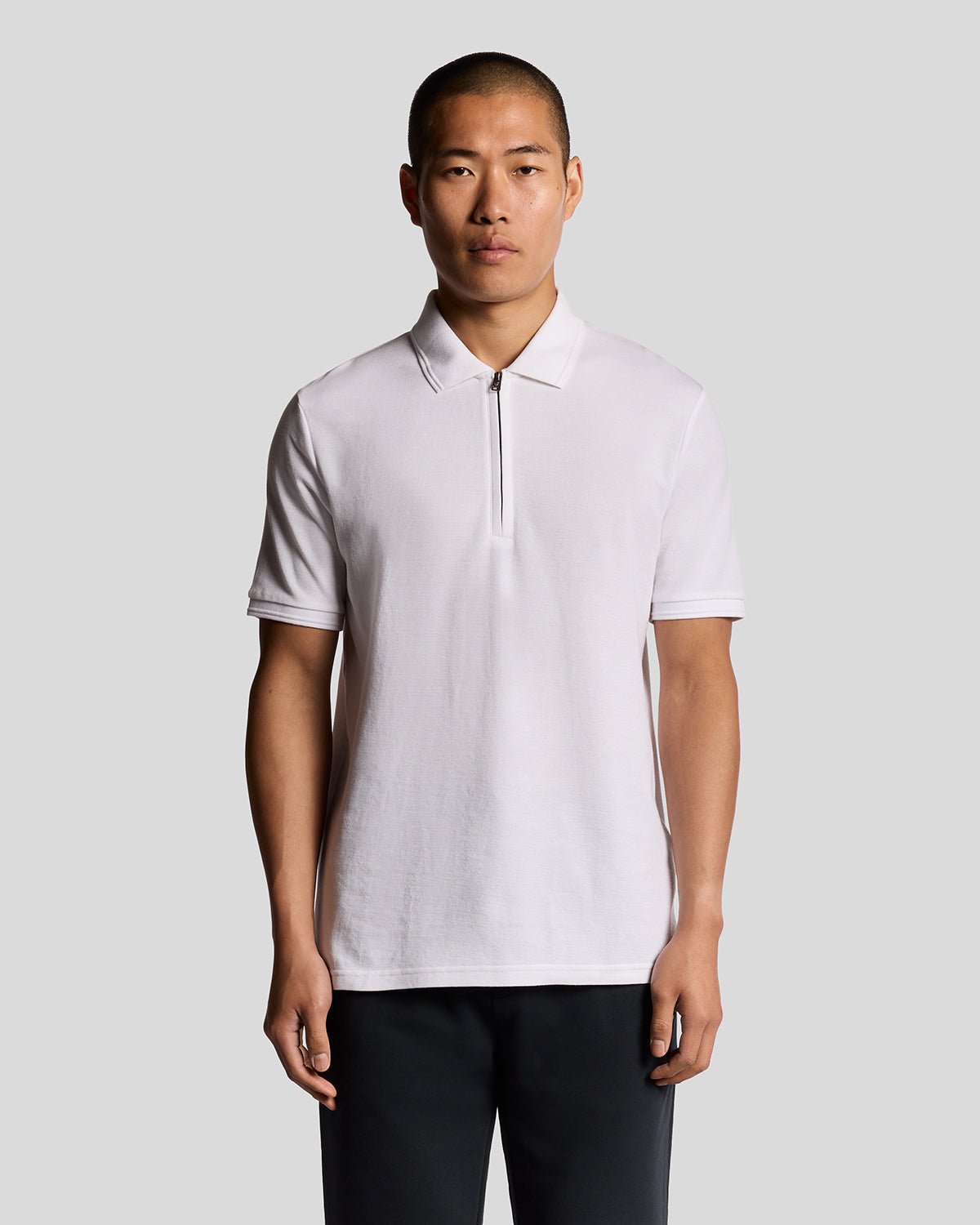 Lyle & Scott Ottoman Poloshirt mit halbem Reißverschluss – Weiß Image