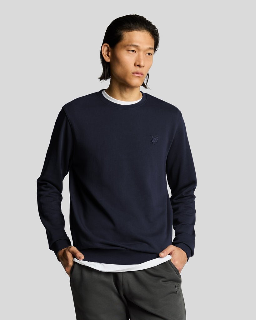 Lyle & Scott Sweatshirt aus superfeiner Baumwolle mit Rundhalsausschnitt – Marineblau Image