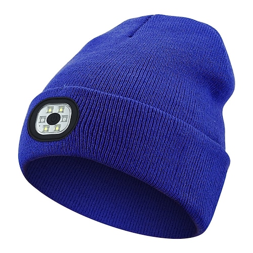 Cappello con faro lavorato a maglia, nuovo cappello con illuminazione natalizia a LED per esterni, ricaricabile tramite USB, alimentatore da 1,5-3 W, controllo tramite pulsante, ricarica di tipo C,