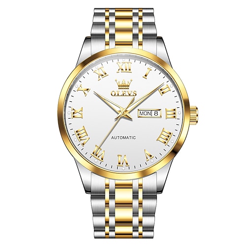 OLEVS orologio meccanico da uomo moda di lusso orologio da polso per affari orologio meccanico automatico impermeabile luminoso orologio in acciaio inossidabile orologio settimanale da uomo