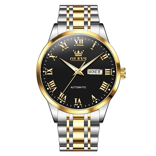 OLEVS orologio meccanico da uomo moda di lusso orologio da polso per affari orologio meccanico automatico impermeabile luminoso orologio in acciaio inossidabile orologio settimanale da uomo