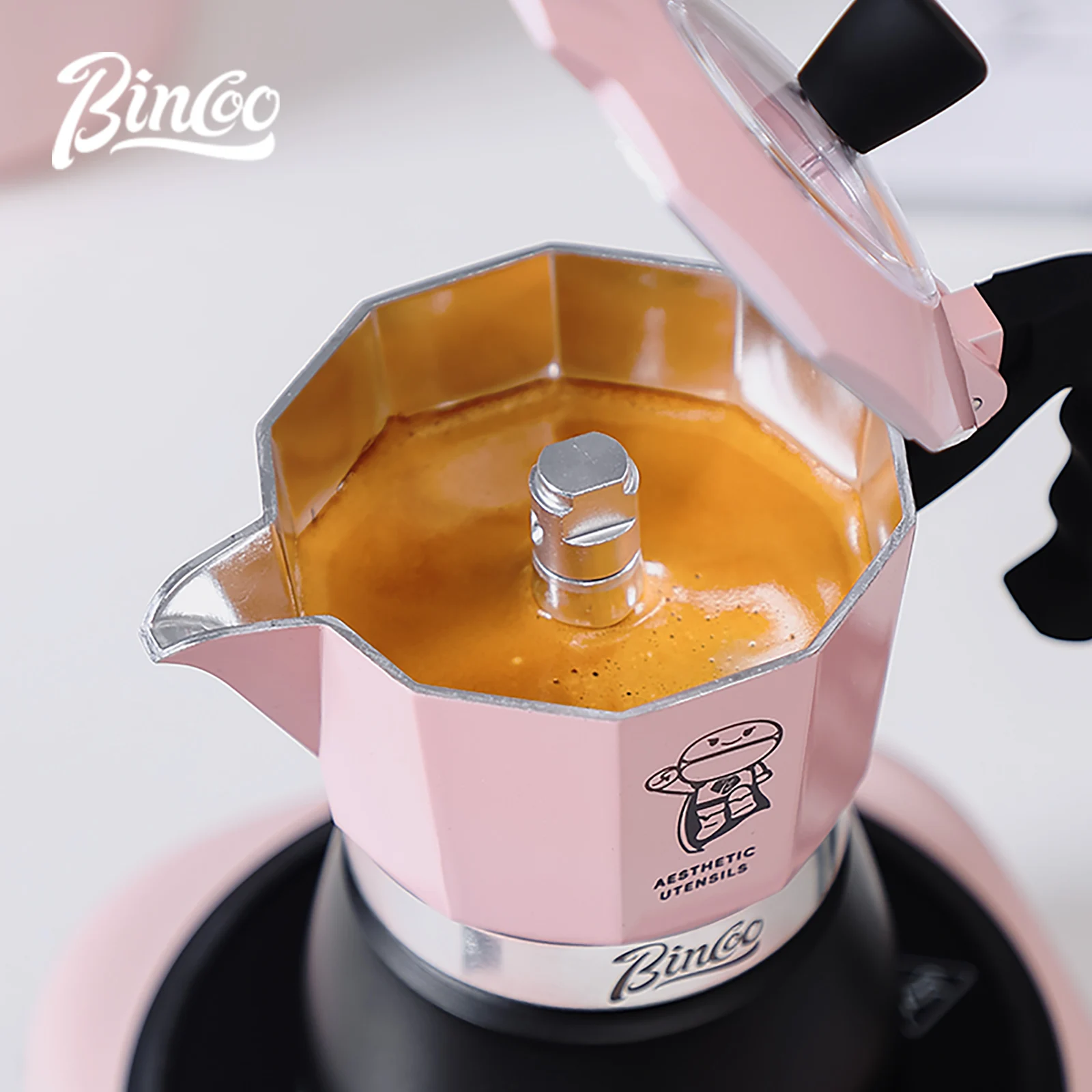 Bincoo Doppelventil Moka Topf Elektroherd Set Kaffeekanne Haushalt Italienische Espressomaschine Mokkakanne Barista Zubehör 220V