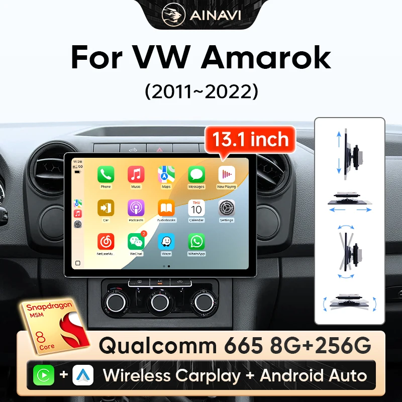Ainavi 13,1 Auto Stereo Radio Für Volkswagen VW Amarok 2010-2022 Drahtlose Carplay Android Auto Auto Multimedia-Player GPS DSP HDMI Image