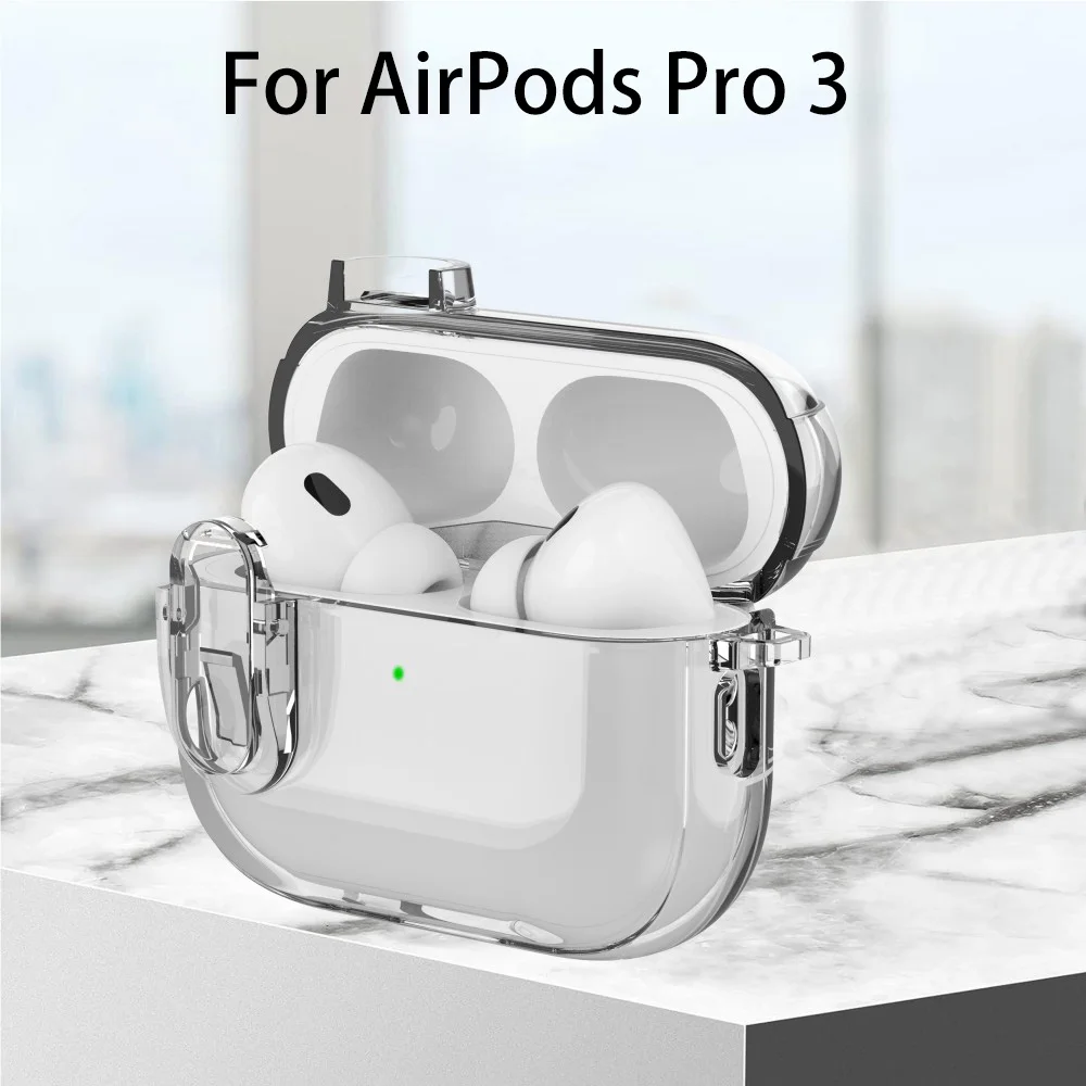 Transparente Kristall Drahtlose Bluetooth Kopfhörer Fall Für Airpods Pro 3 3rd TPU Klar Schalter Schloss Abdeckung Für Funda Airpods Pro 3 Image