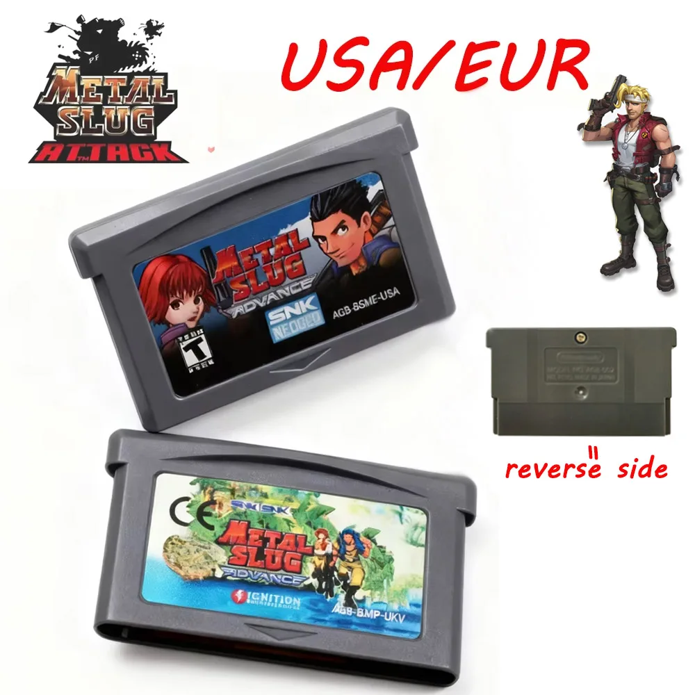 Metal Slug GBA-Karte, 32-Bit-Videospiel-Kartusche, Konsolenkarte für Metal Slug Advance für GBA USA, EUR-Version