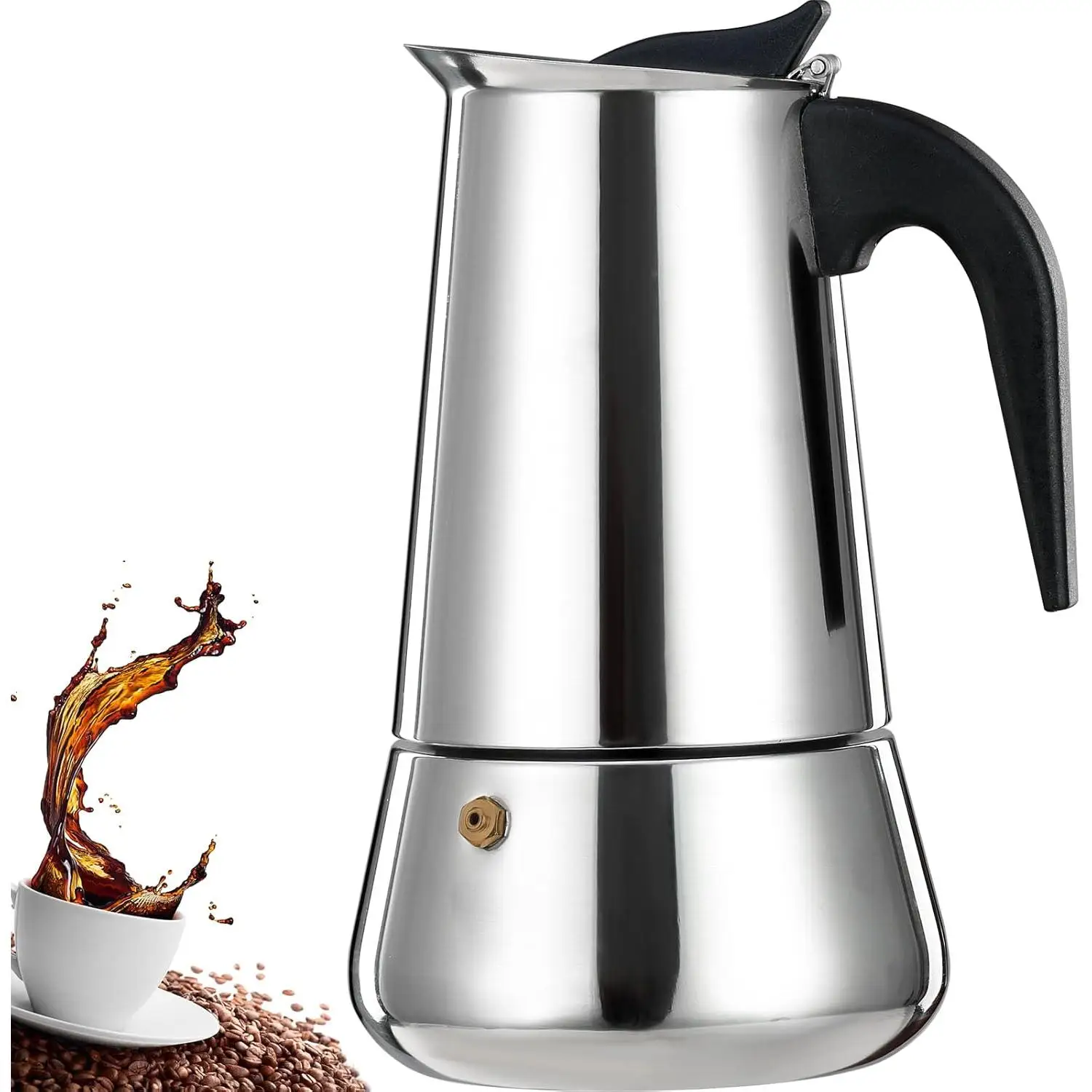 Espressomaschine für den Herd, Edelstahl, Moka-Topf, Perkolator für den Herd, italienische Kaffeemaschinen, praktischer Mokka-Café-Klassikerkocher Image