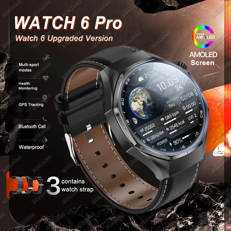 Nuovo Smartwatch 6 Pro 2026 con Schermo AMOLED, GPS, Chiamate Bluetooth HD, Impermeabile, Monitoraggio Salute e Sport per Uomo