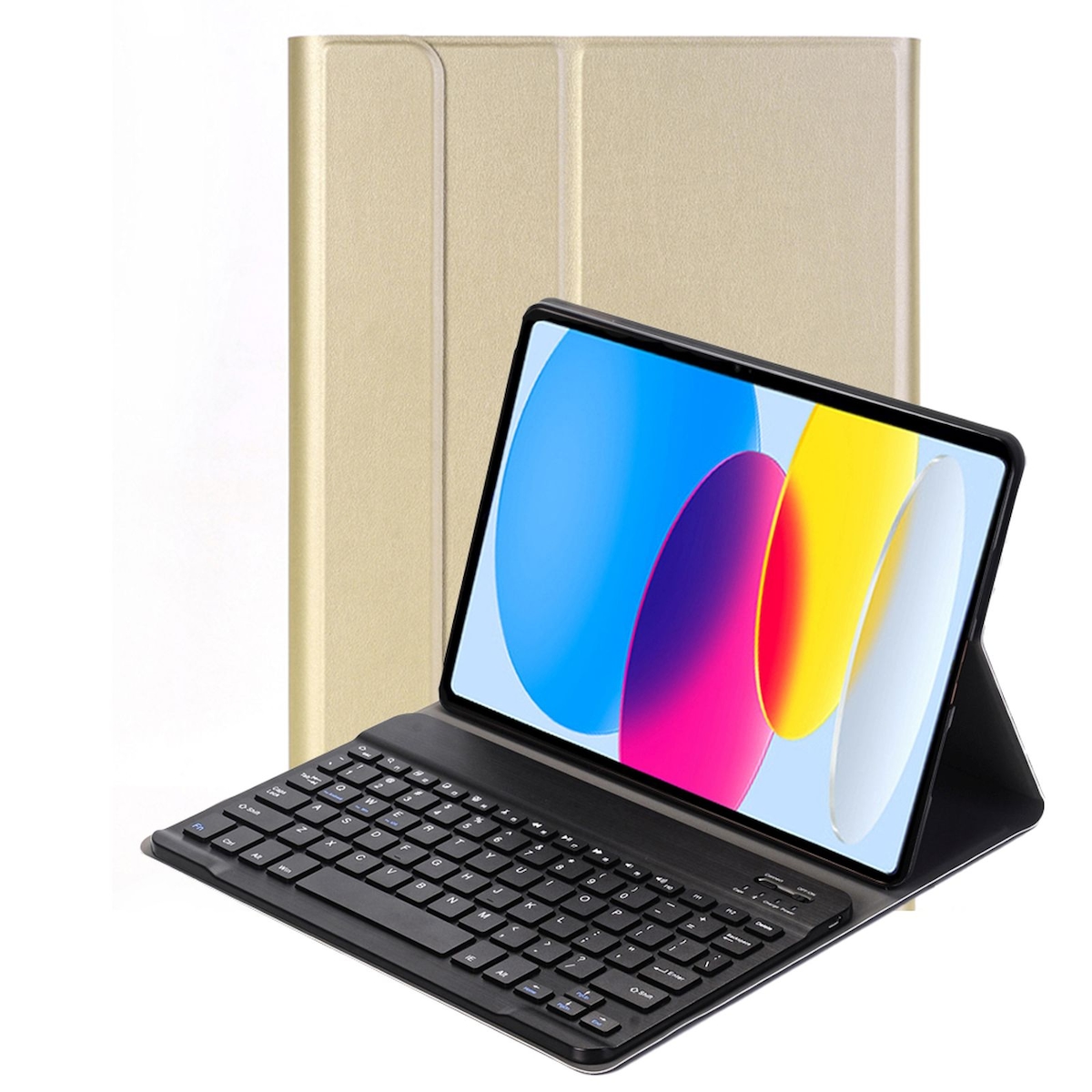 Lobwerk 2in1 Set Bluetooth Tastatur in Schwarz + Hülle für Apple iPad 10. Gen 2022 10.9 Zoll Case Schutzhülle Standfunktion Sleep and Wake Image