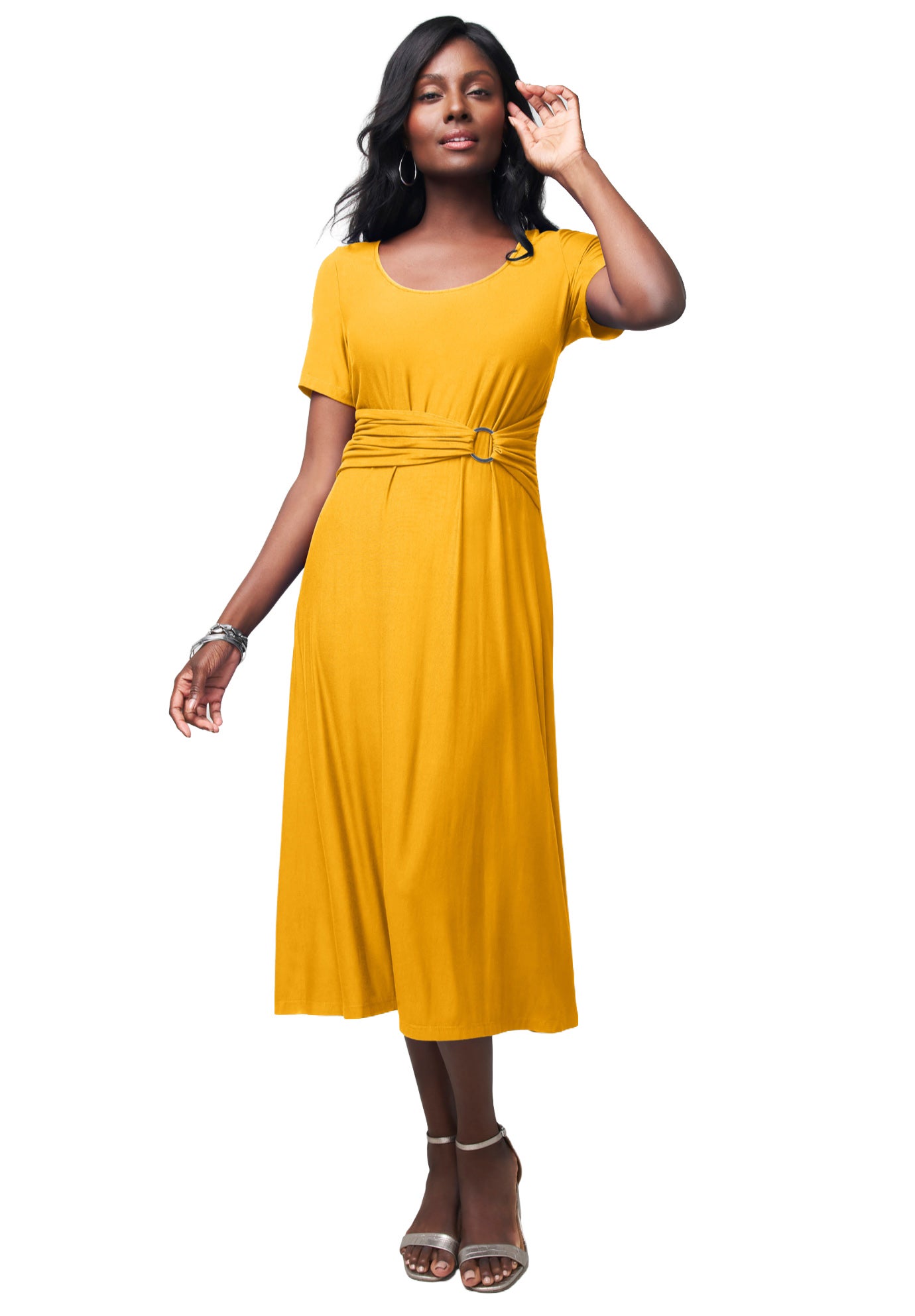 Plus Size Women's Buckle Midi Dress by Jessica London in Sunset Yellow (Size 18 W)