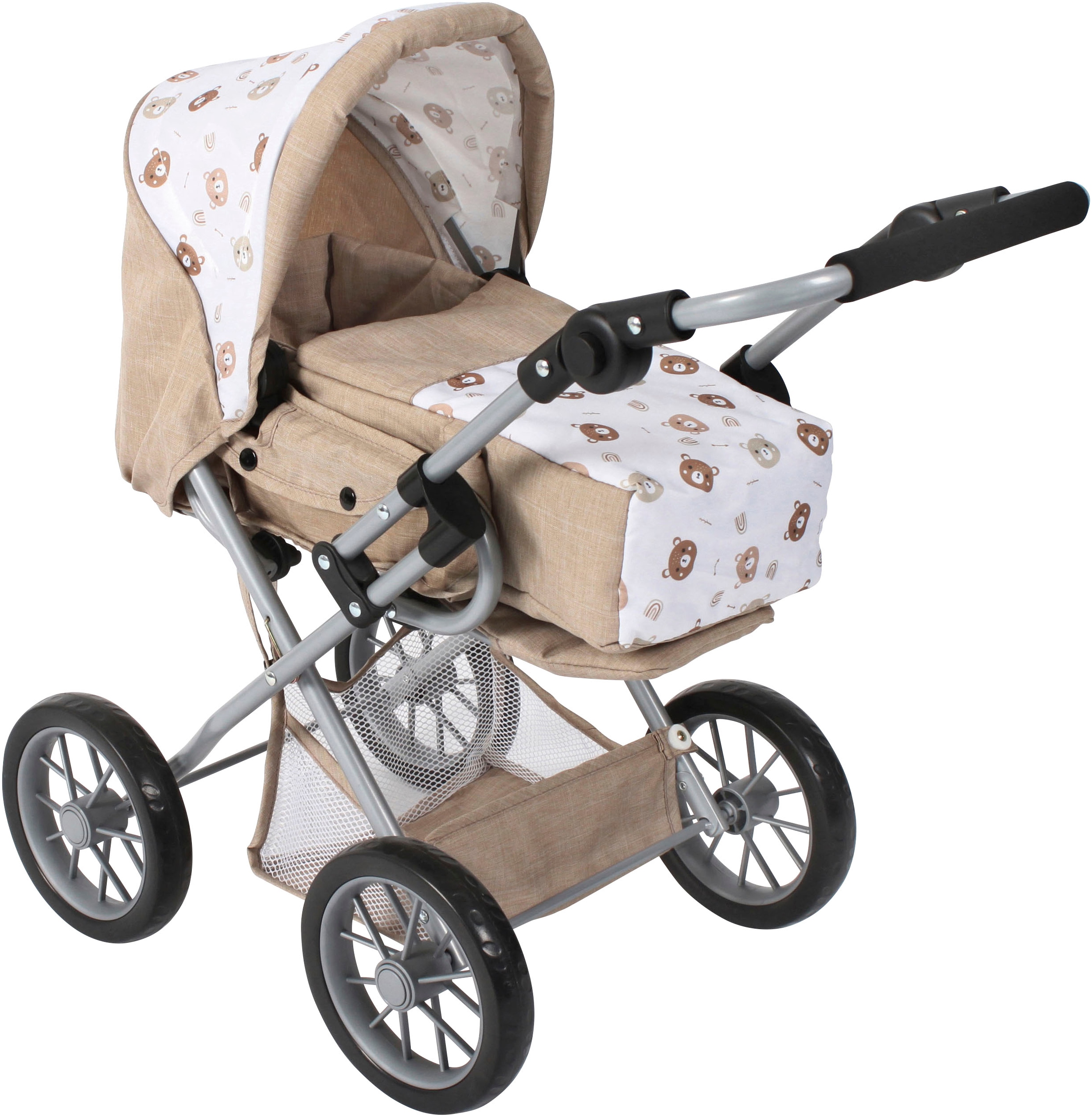 Kombi-Puppenwagen CHIC2000 "Leni", rosa (bärchen), Puppenwagen, KinderB:37cm H:68cm T:64cm, Kunststoff, Metall, Stoff, mit herausnehmbarer Tragetasche, B:37cm H:68cm T:64cm