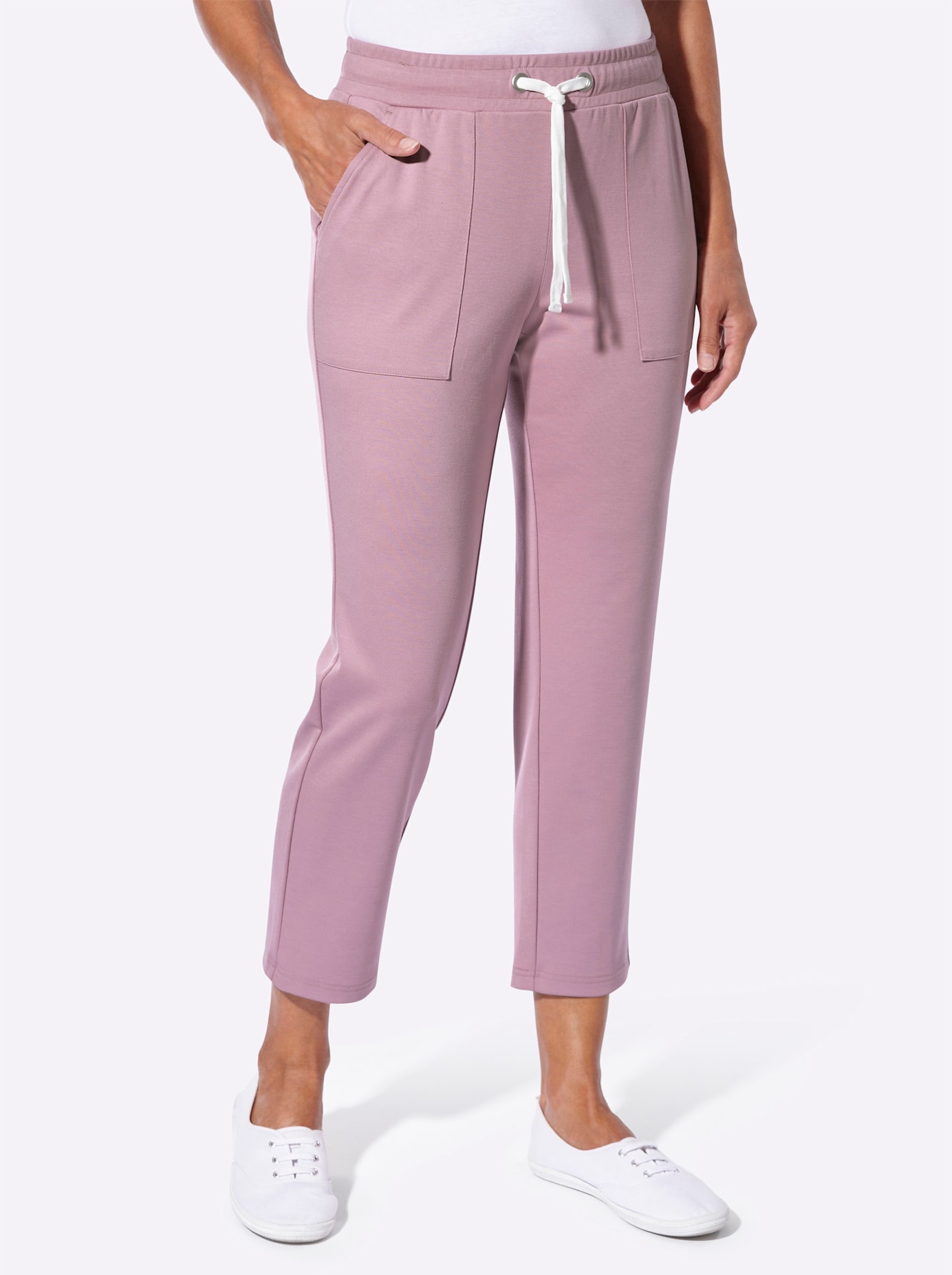 Jerseyhose CASUAL LOOKS, Damen, Gr. 44, Normalgrößen, mauve, 76% Polyester, 20% Viskose, 4% Elasthan, unifarben, Hosen Jerseyhose
